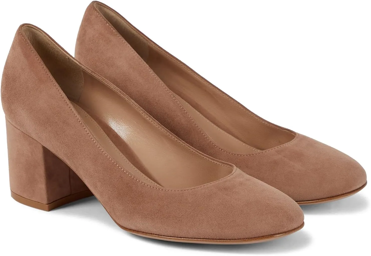 MOOMMO Women's Classic Chunky Block Heel Suede Pumps Round Closed Toe Slip On 2" Low Thick Heels Dress Shoes Matte Patent Leather Spring Fashion Office Work Pump Basic Shoe Elegant Wedding 4-11 M US