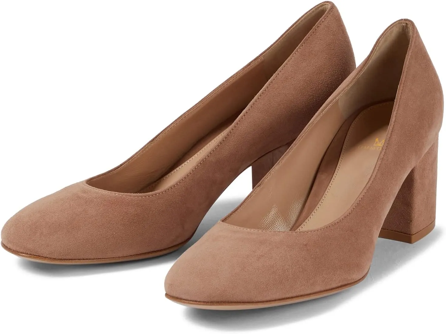 MOOMMO Women's Classic Chunky Block Heel Suede Pumps Round Closed Toe Slip On 2" Low Thick Heels Dress Shoes Matte Patent Leather Spring Fashion Office Work Pump Basic Shoe Elegant Wedding 4-11 M US