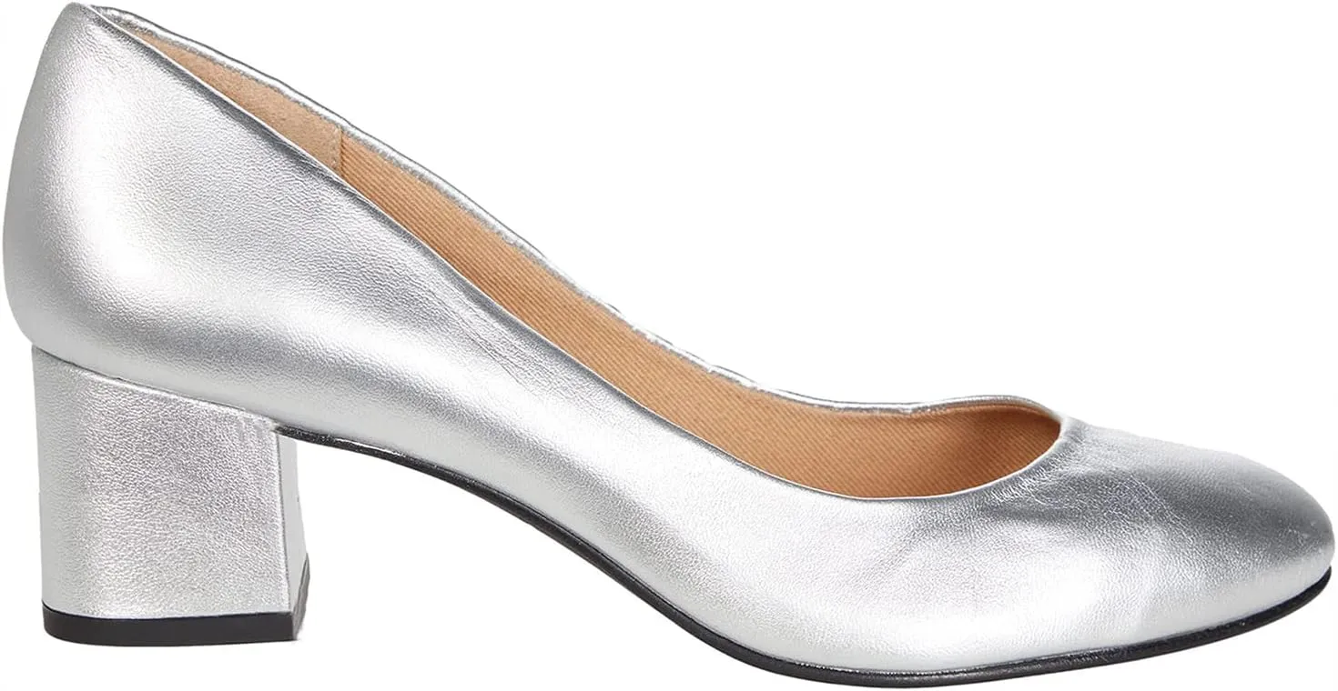 MOOMMO Women's Classic Chunky Block Heel Suede Pumps Round Closed Toe Slip On 2" Low Thick Heels Dress Shoes Matte Patent Leather Spring Fashion Office Work Pump Basic Shoe Elegant Wedding 4-11 M US