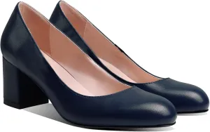 MOOMMO Women's Classic Chunky Block Heel Suede Pumps Round Closed Toe Slip On 2" Low Thick Heels Dress Shoes Matte Patent Leather Spring Fashion Office Work Pump Basic Shoe Elegant Wedding 4-11 M US