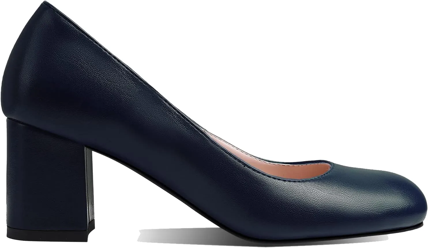 MOOMMO Women's Classic Chunky Block Heel Suede Pumps Round Closed Toe Slip On 2" Low Thick Heels Dress Shoes Matte Patent Leather Spring Fashion Office Work Pump Basic Shoe Elegant Wedding 4-11 M US