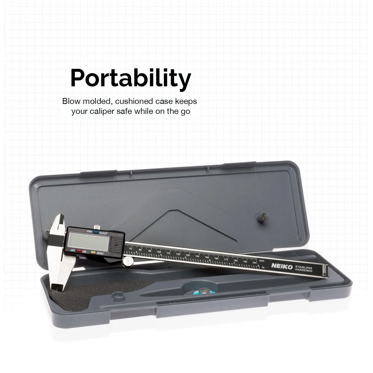 NEIKO 01408A 8” Electronic Digital Caliper Extra Large Display | 0-8 Inches | Inch/Fractions/Millimeter Conversion | Polished Stainless Steel