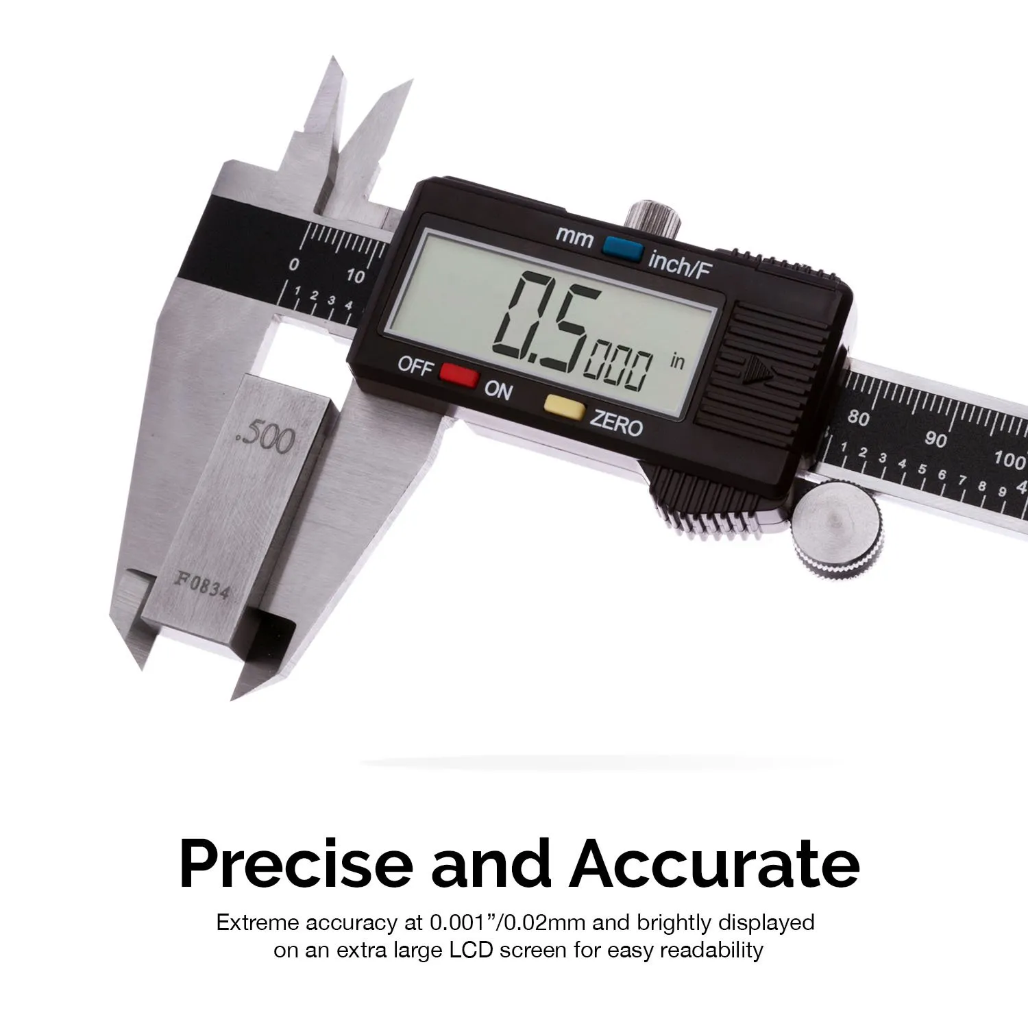 NEIKO 01408A 8” Electronic Digital Caliper Extra Large Display | 0-8 Inches | Inch/Fractions/Millimeter Conversion | Polished Stainless Steel
