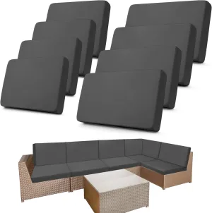 Newwiee 8 Pcs Stretch Patio Outdoor Cushion Covers Replacement for 4 Backrests and 4 Patio Cushions Covers, Waterproof Couch Sofa Chair Seat Slipcover Furniture Protector(Dark Gray)