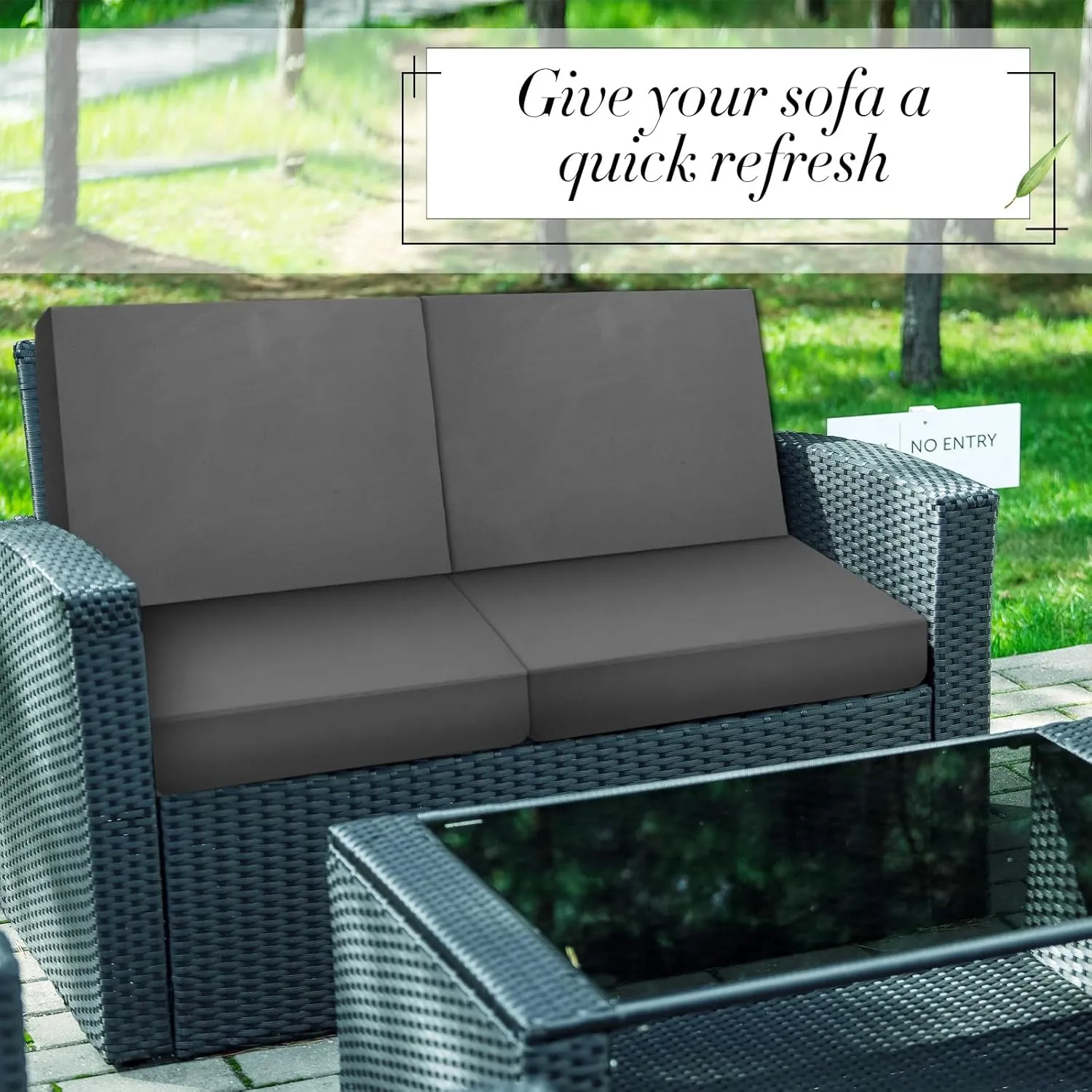 Newwiee 8 Pcs Stretch Patio Outdoor Cushion Covers Replacement for 4 Backrests and 4 Patio Cushions Covers, Waterproof Couch Sofa Chair Seat Slipcover Furniture Protector(Dark Gray)