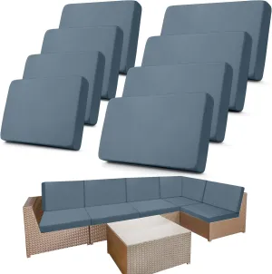 Newwiee 8 Pcs Stretch Patio Outdoor Cushion Covers Replacement for 4 Backrests and 4 Patio Cushions Covers, Waterproof Couch Sofa Chair Seat Slipcover Furniture Protector(Gray Blue)