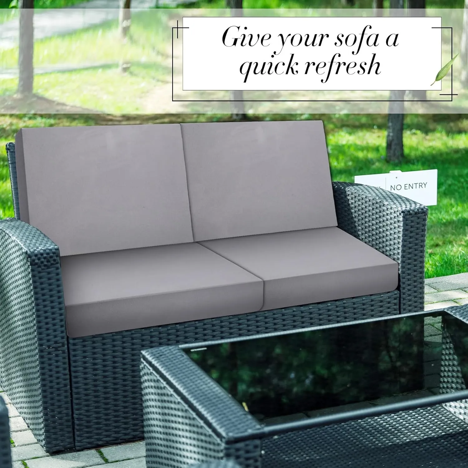 Newwiee 8 Pcs Stretch Patio Outdoor Cushion Covers Replacement for 4 Backrests and 4 Patio Cushions Covers, Waterproof Couch Sofa Chair Seat Slipcover Furniture Protector(Light Gray)