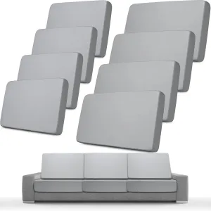 Newwiee 8 Pcs Stretch Patio Outdoor Cushion Covers Replacement for 4 Backrests and 4 Patio Cushions Covers, Waterproof Couch Sofa Chair Seat Slipcover Furniture Protector(Light Gray)