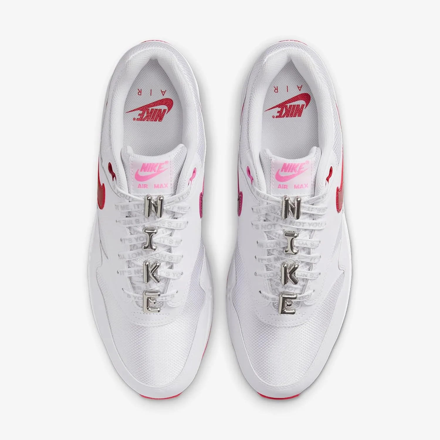 Nike Air Max 1 Premium Men's Shoes (HV2303-100, White/Playful Pink/University Red)
