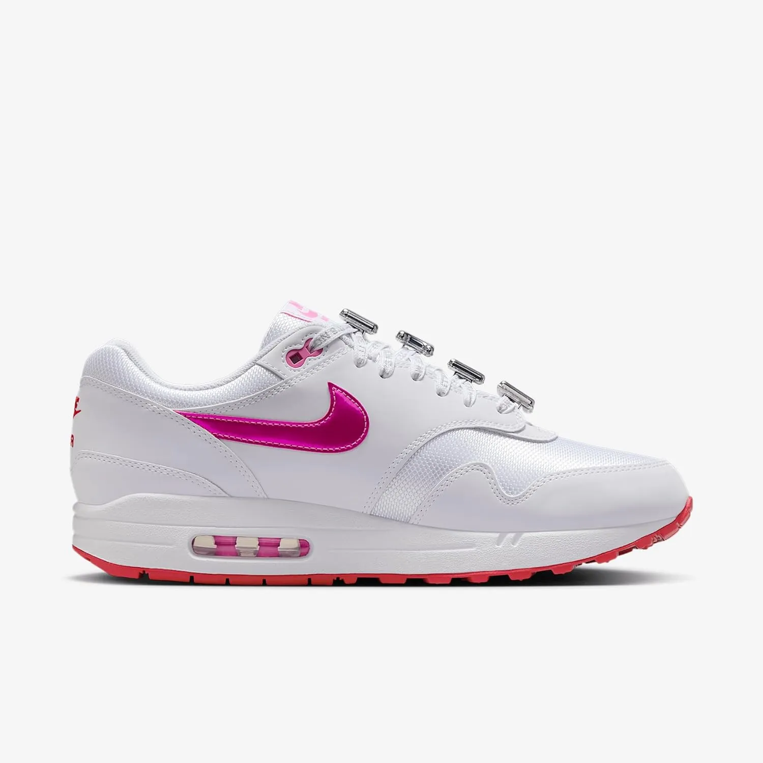 Nike Air Max 1 Premium Men's Shoes (HV2303-100, White/Playful Pink/University Red)