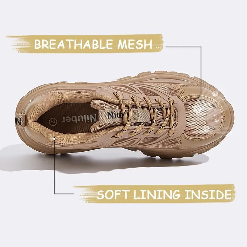 Niluber Chunky Sneakers for Women White Black Red Purple Platform Sneakers Comfortable Casual Lace Up Fashion Tennis Shoes