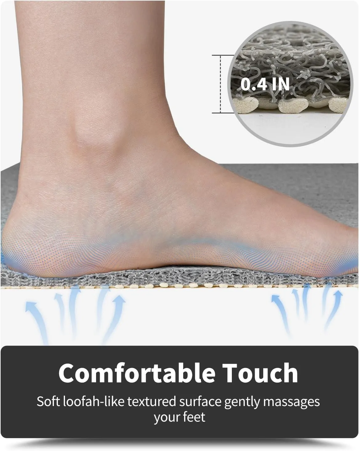 Non-Slip Bathtub Mat, 17x 30 Inch, Shower Mats for Bath Tub, PVC Loofah Bathroom Mats for Wet Areas, Quick Drying