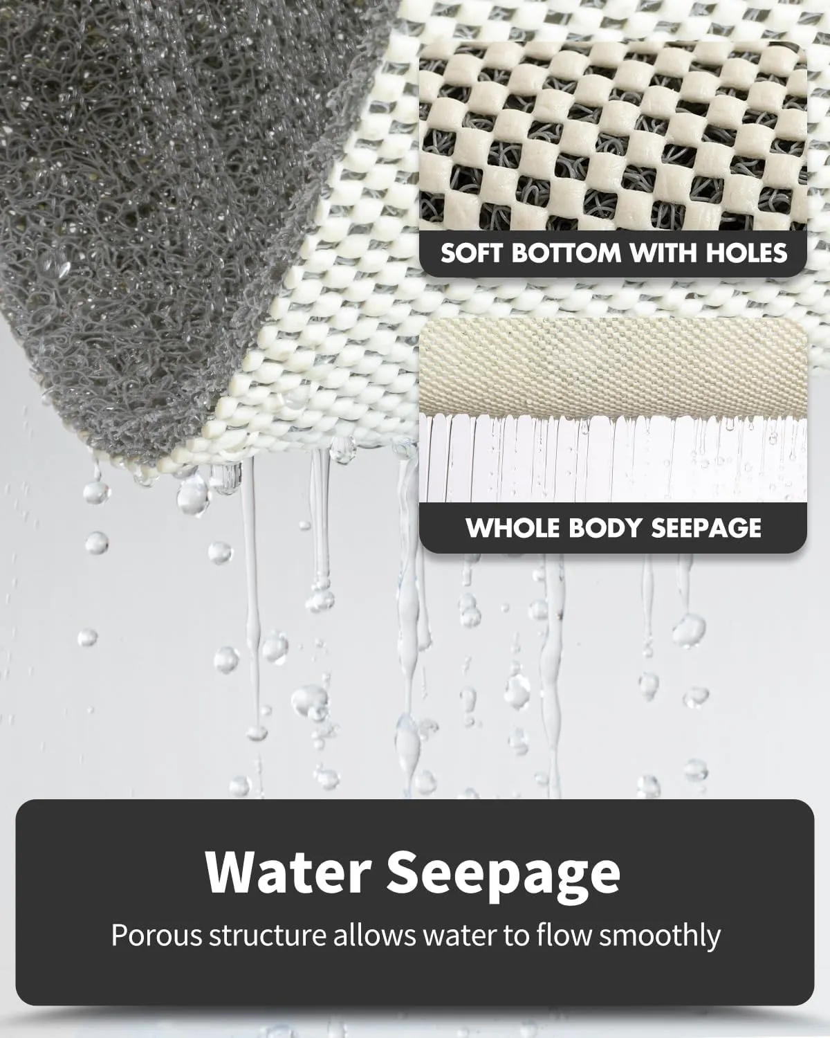 Non-Slip Bathtub Mat, 17x 30 Inch, Shower Mats for Bath Tub, PVC Loofah Bathroom Mats for Wet Areas, Quick Drying