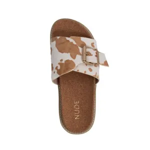 NUDE FOOTWEAR Pearl Cow Print Slide
