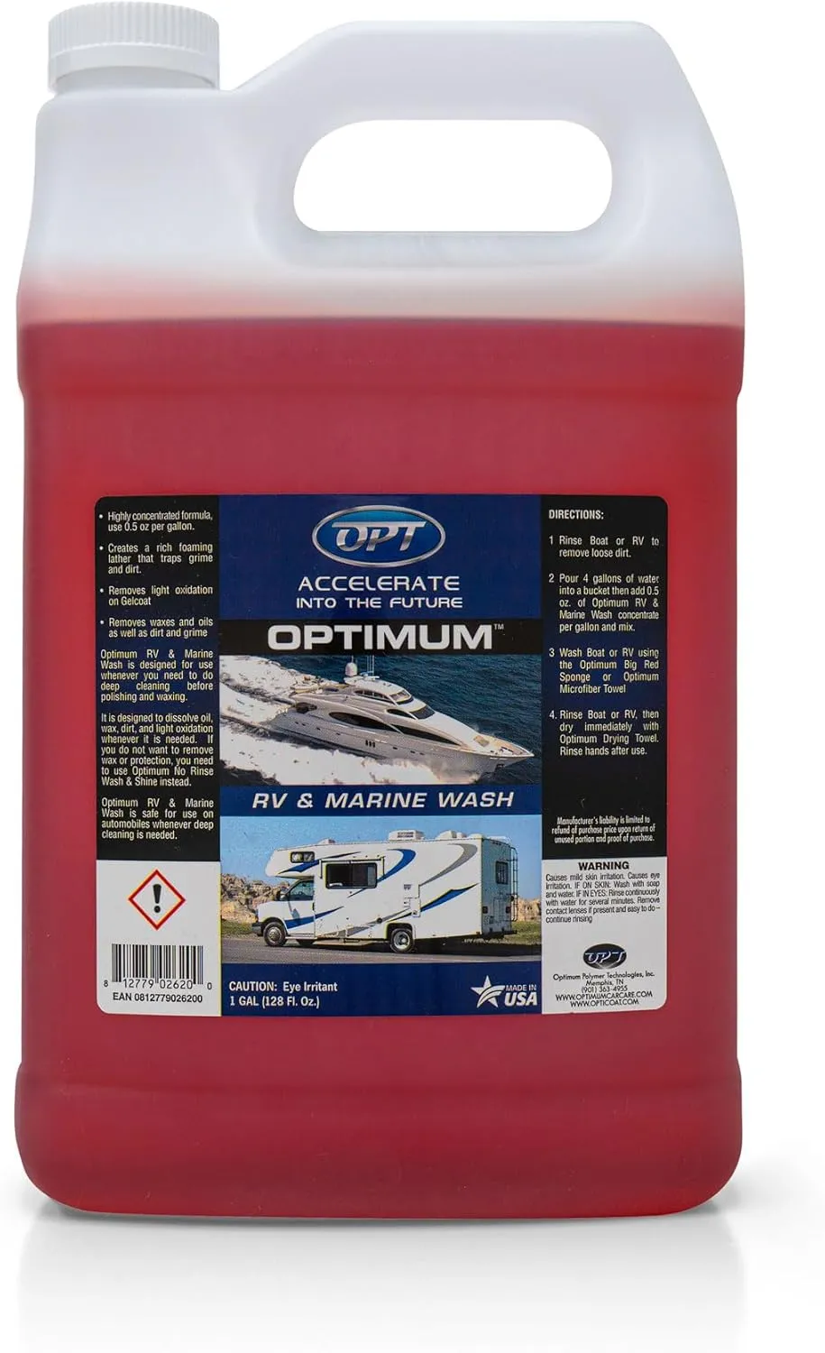 Optimum Boat Wash – pH Neutral Boat Soap Marine and RV – Deep Clean Fiberglass, Aluminum, Gel Coat, Boat Decks, and More (1 Gal.)