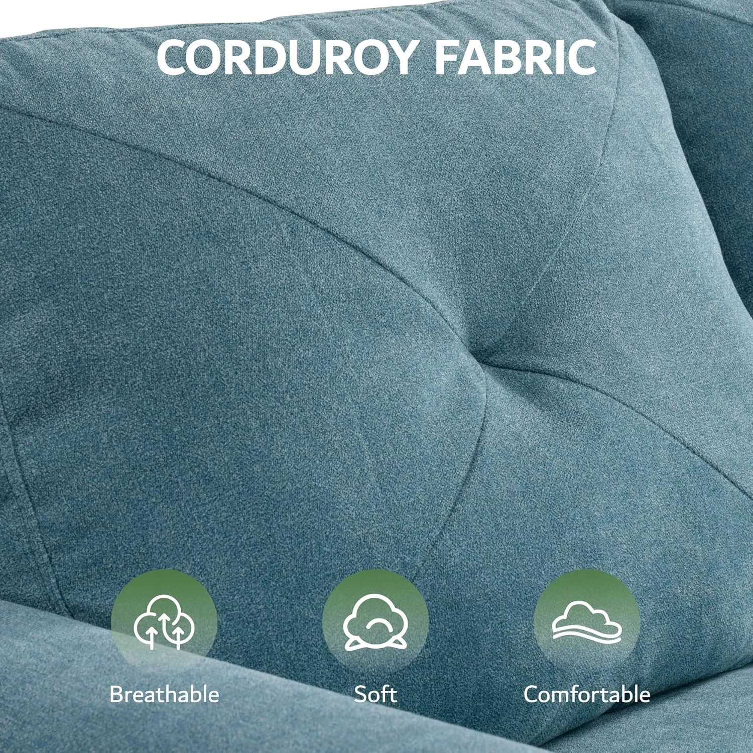 ovios Luxury 3 Seater Sofa with Faux Leather,Mid-Century Modern Couch with Comfortable Armrest,Comfy Couches with Deep Seat,Small Sofas for Living Room Bedroom (Light Blure)