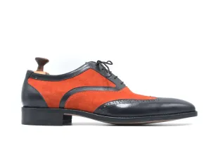 Oxford Wing Tip Suede And Calf Leather Formal Shoes