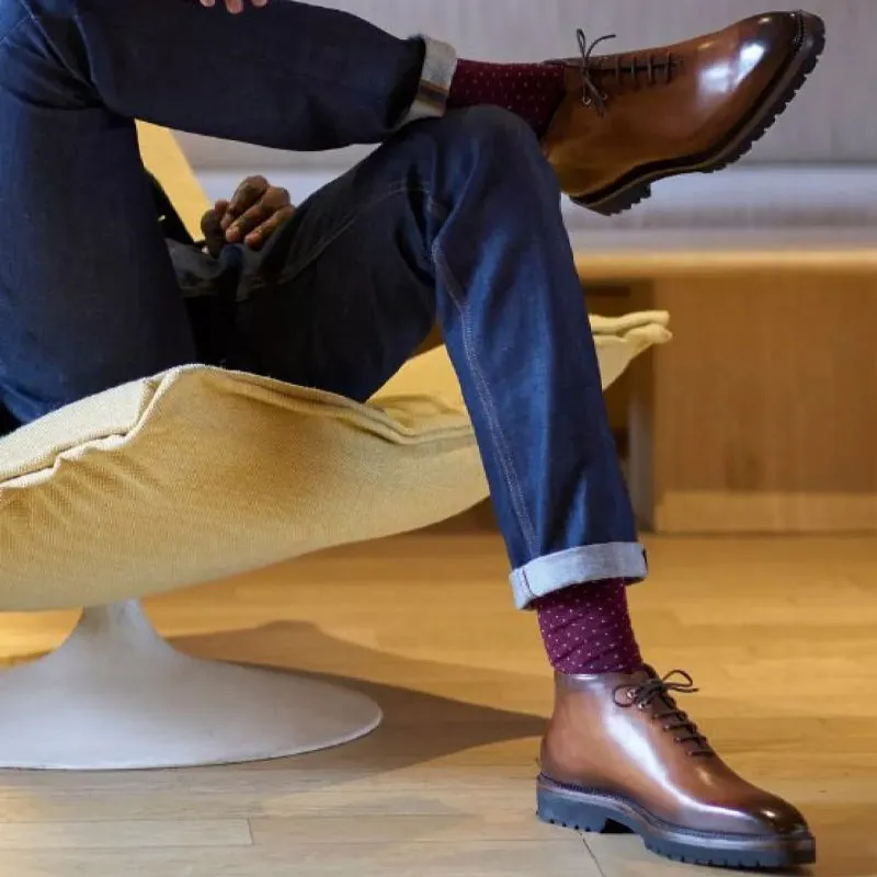 Patina Wholecut Shiny Leather Derby Ankle Boots