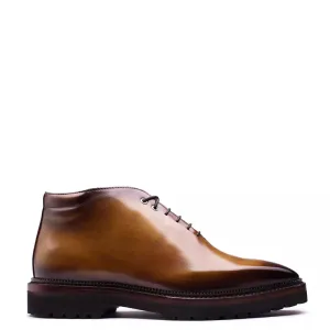 Patina Wholecut Shiny Leather Derby Ankle Boots