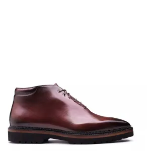 Patina Wholecut Shiny Leather Derby Ankle Boots
