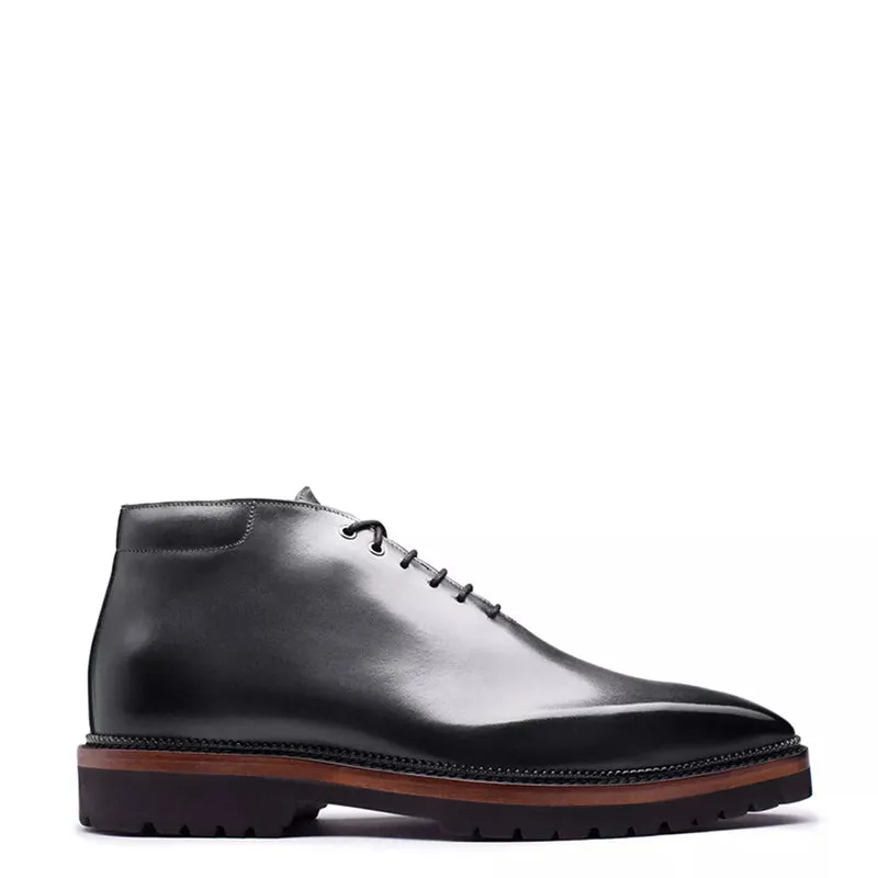 Patina Wholecut Shiny Leather Derby Ankle Boots