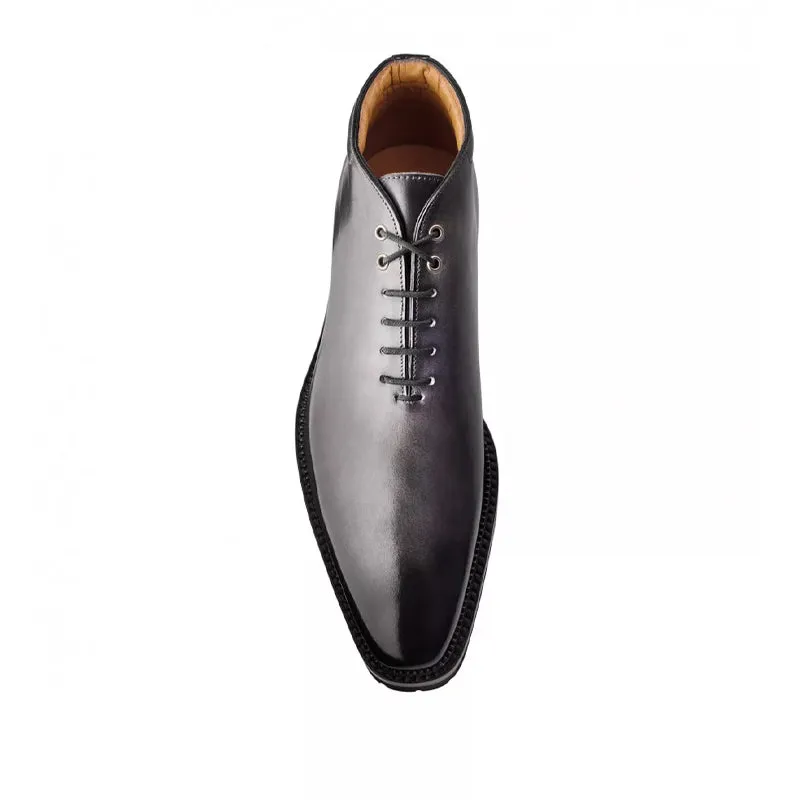 Patina Wholecut Shiny Leather Derby Ankle Boots