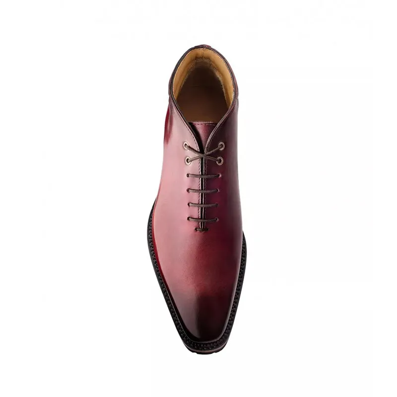 Patina Wholecut Shiny Leather Derby Ankle Boots