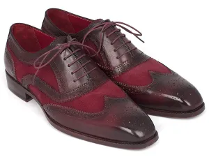 Paul Parkman Suede & Calfskin Men's Wingtip Oxfords Bordeaux