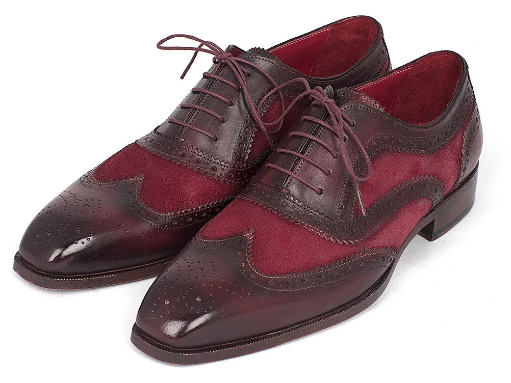Paul Parkman Suede & Calfskin Men's Wingtip Oxfords Bordeaux