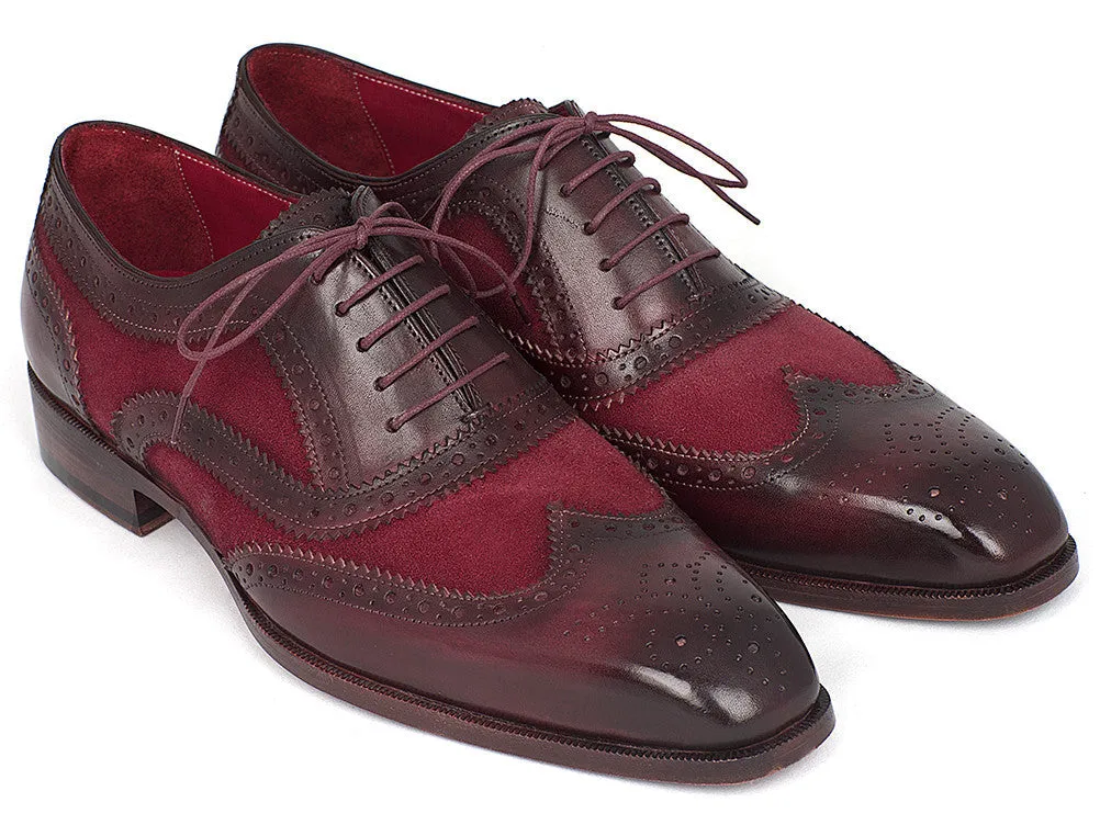 Paul Parkman Suede & Calfskin Men's Wingtip Oxfords Bordeaux
