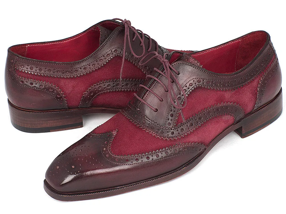 Paul Parkman Suede & Calfskin Men's Wingtip Oxfords Bordeaux