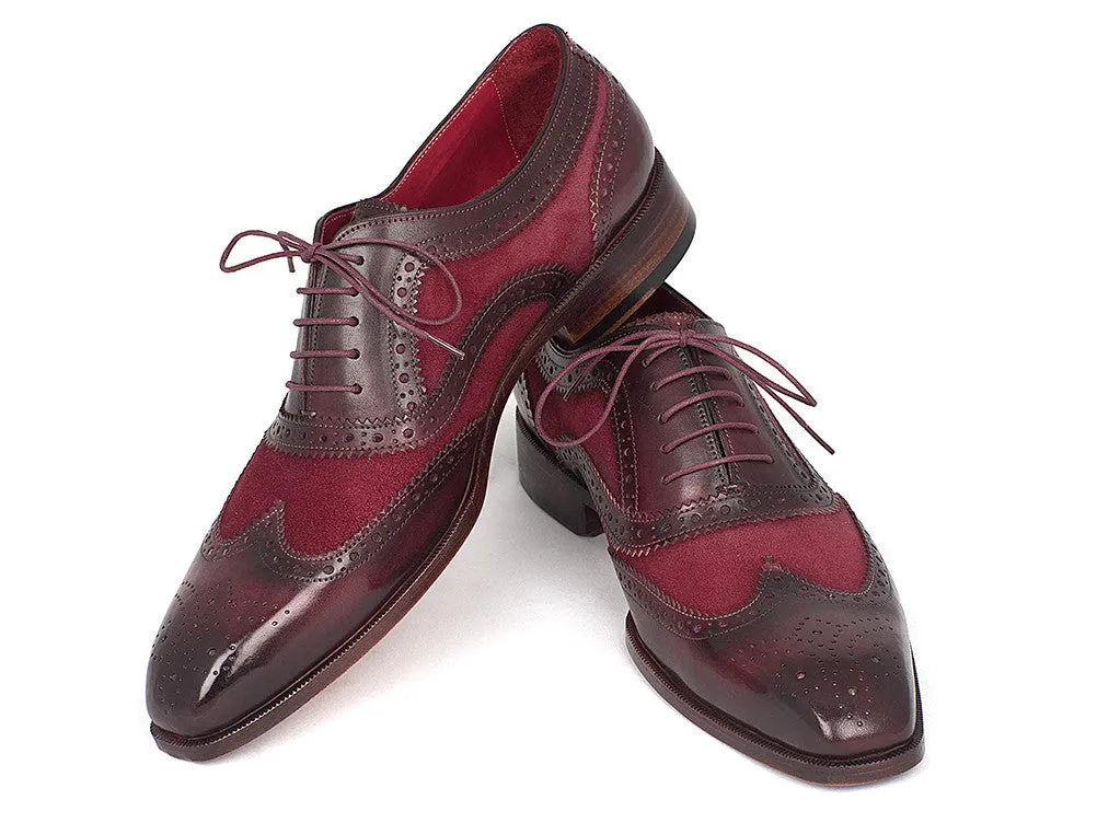 Paul Parkman Suede & Calfskin Men's Wingtip Oxfords Bordeaux