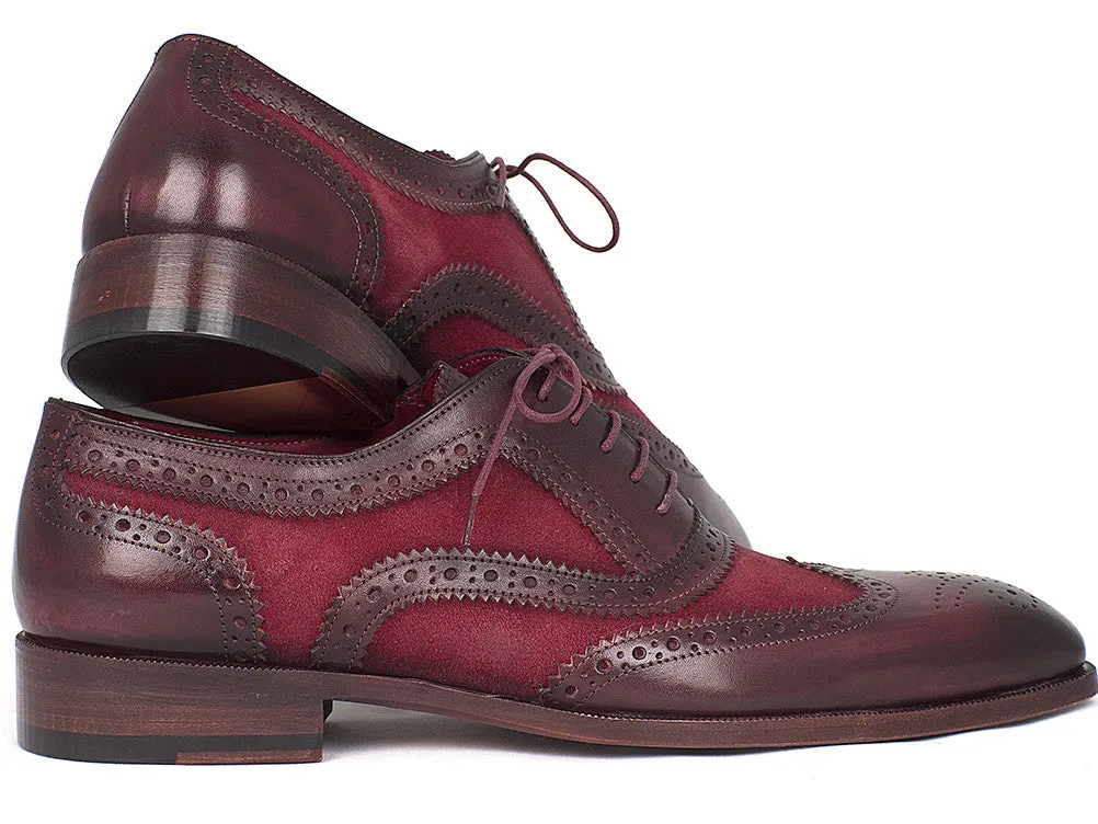 Paul Parkman Suede & Calfskin Men's Wingtip Oxfords Bordeaux