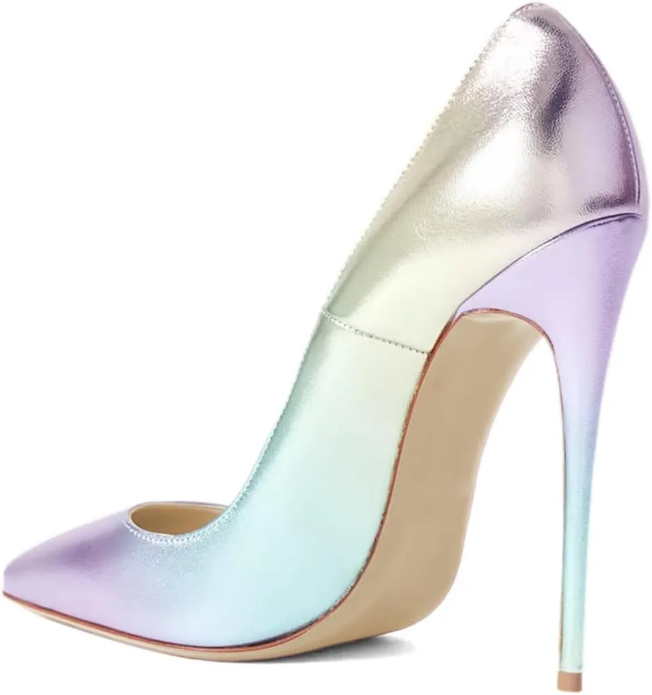 Pazzion Women Fashion Super High Heel Closed Pointy Toe Pumps Sexy Slip On Stiletto Heeled Shoes for Wedding Bridal Dress Size 4-16 US