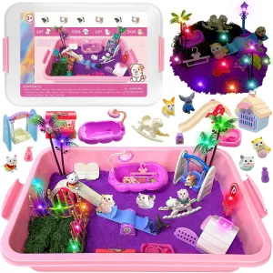Pet Toys Bins for Kids, Sand Kit Sets With Lights, Cat and Dog Care Toys, Play Sand Kit, Suitable as Presents for 3-10 Year Old