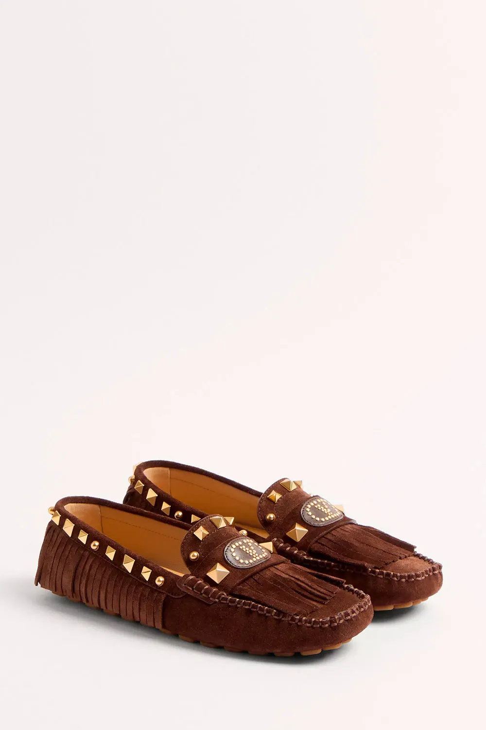 Plaster Caster Driver Loafer In Suede With Fringes