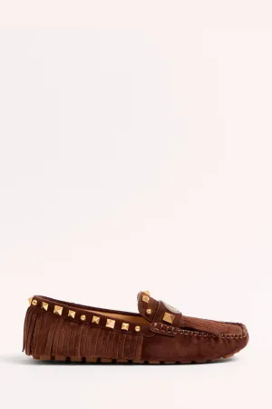 Plaster Caster Driver Loafer In Suede With Fringes