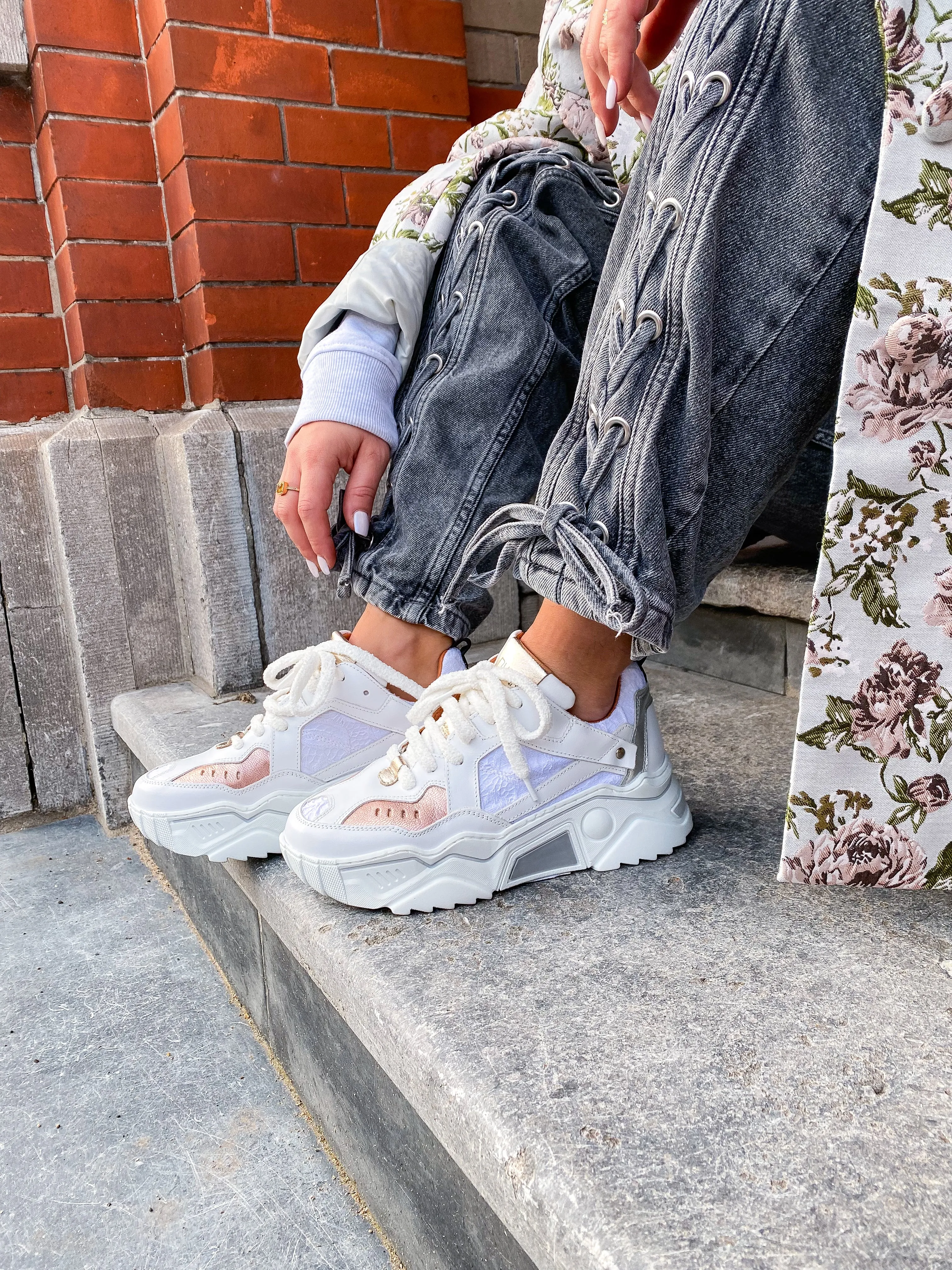 PLUTO leer - Sneakers | Rosé / White