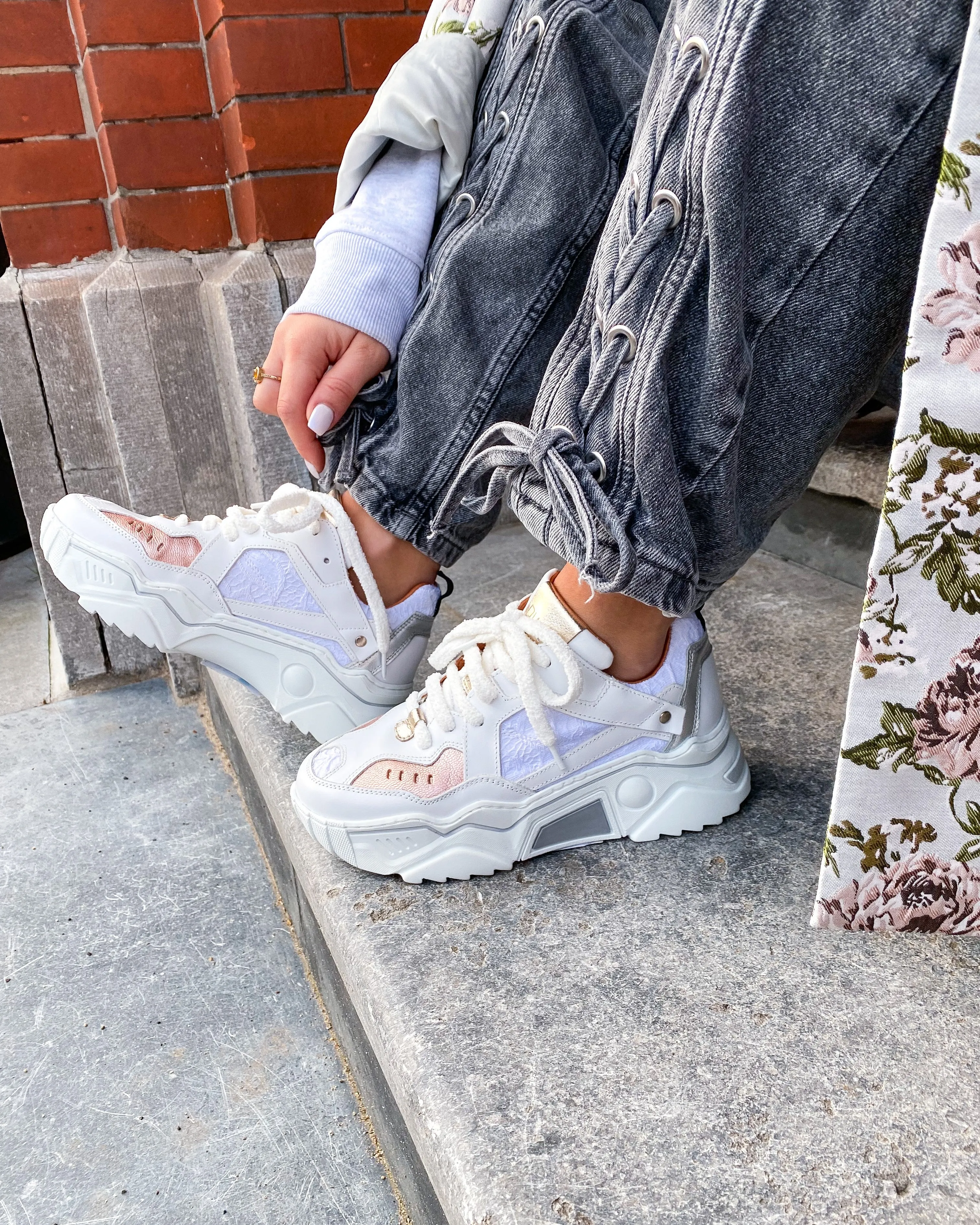 PLUTO leer - Sneakers | Rosé / White