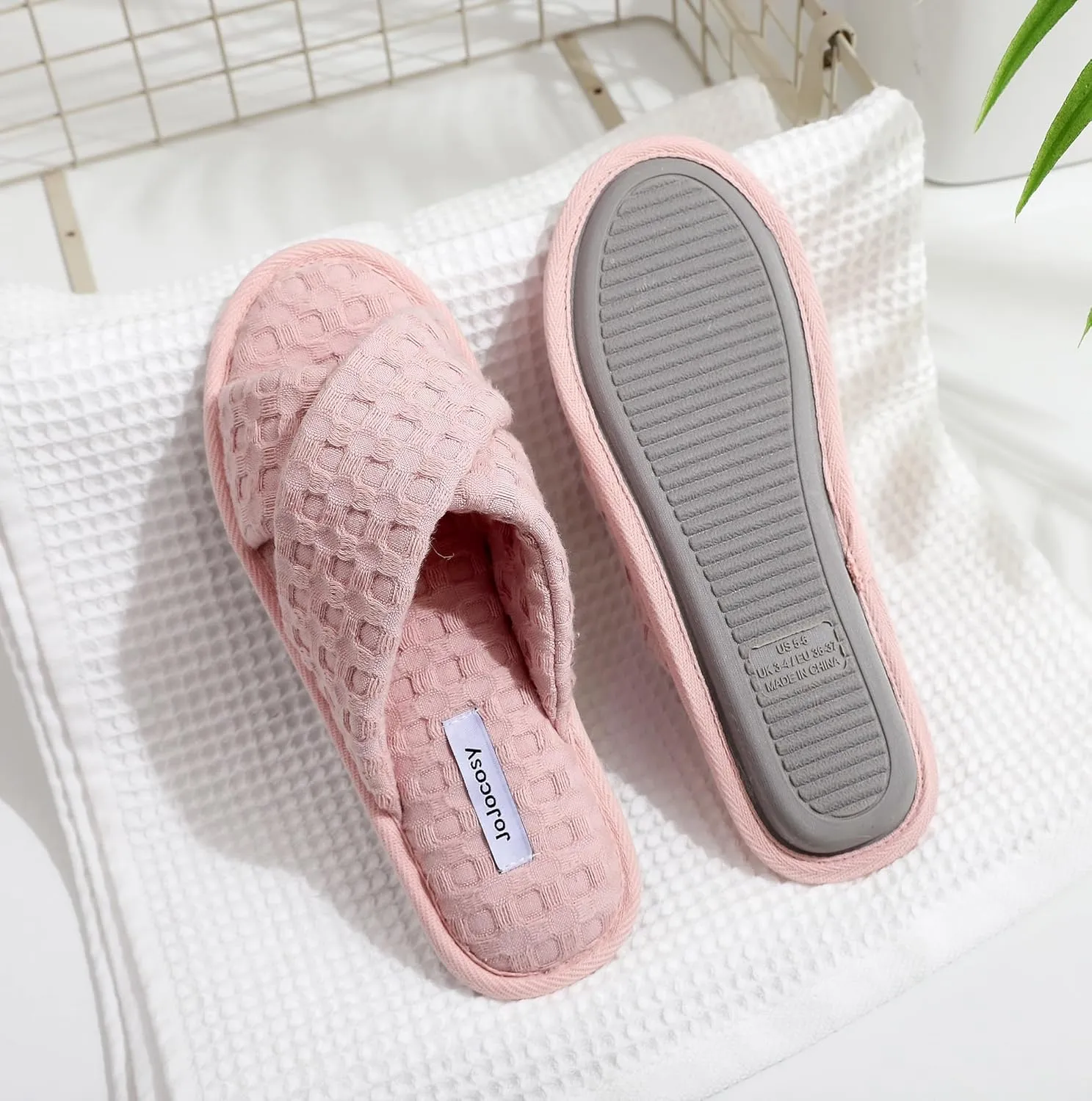 Pure Cotton Women’s Comfy Memory Foam Cross-bond Slide Slippers