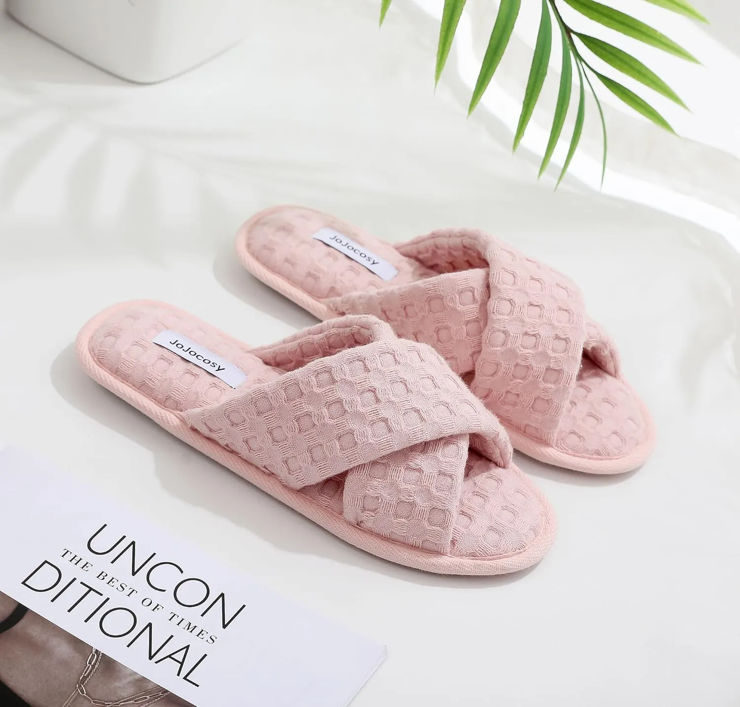 Pure Cotton Women’s Comfy Memory Foam Cross-bond Slide Slippers