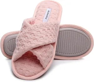 Pure Cotton Women’s Comfy Memory Foam Cross-bond Slide Slippers