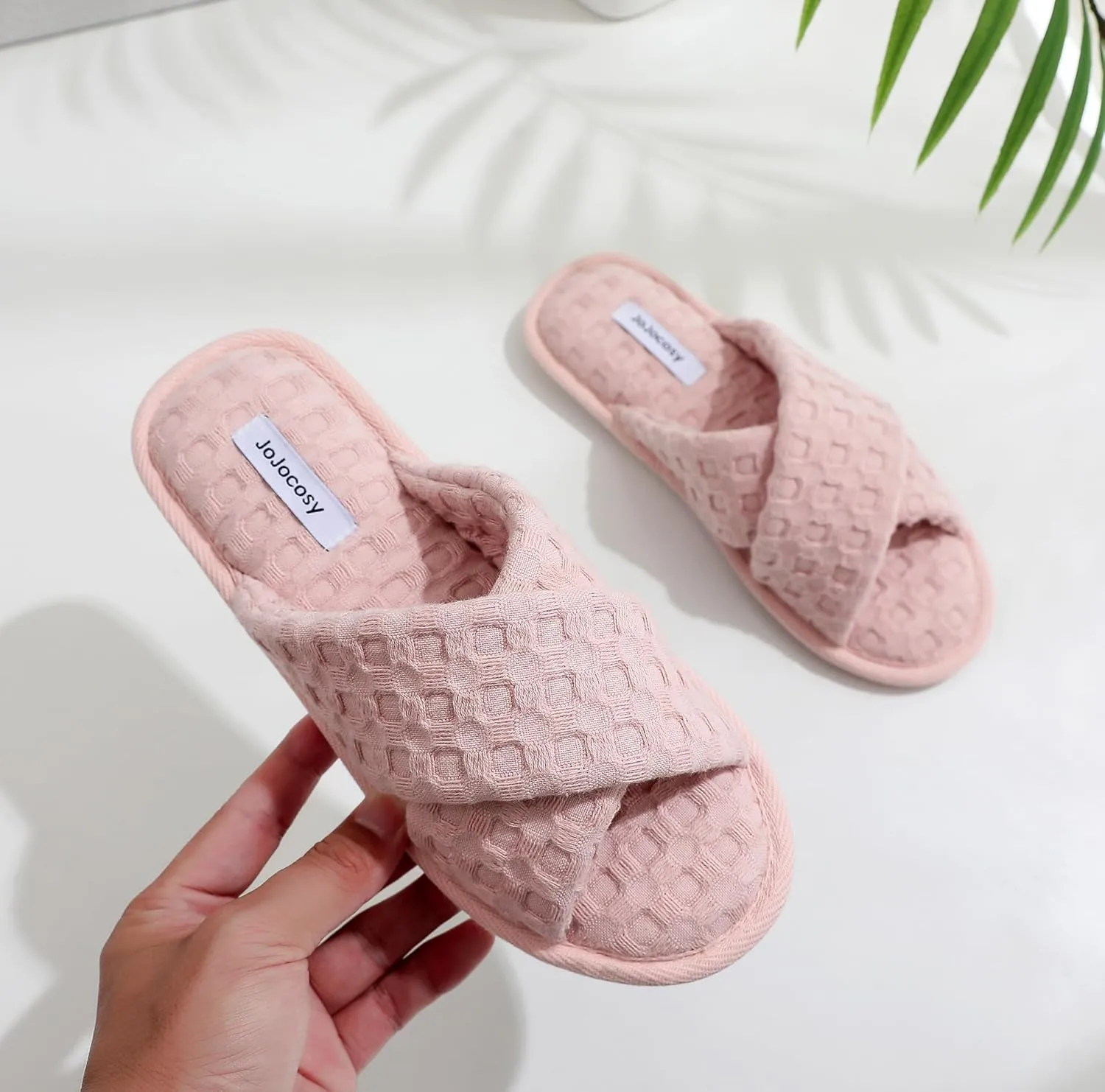 Pure Cotton Women’s Comfy Memory Foam Cross-bond Slide Slippers
