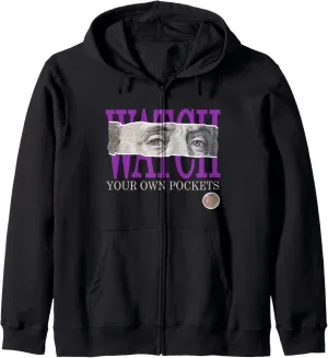Purple Watch Your Own Pockets Purple Color Graphic Zip Hoodie