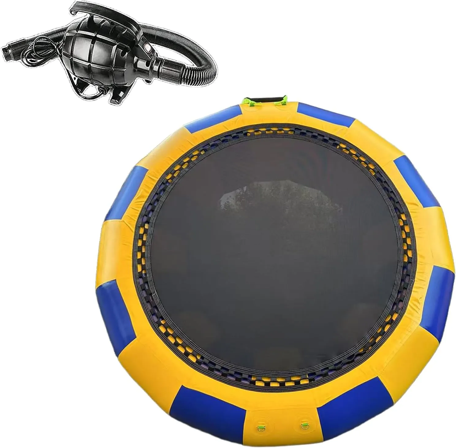PVC Inflatable Water Trampoline, Inflatable Bounce Swim Jumping Platform with Slide/Tube and Diving Pillow Bag,13ft