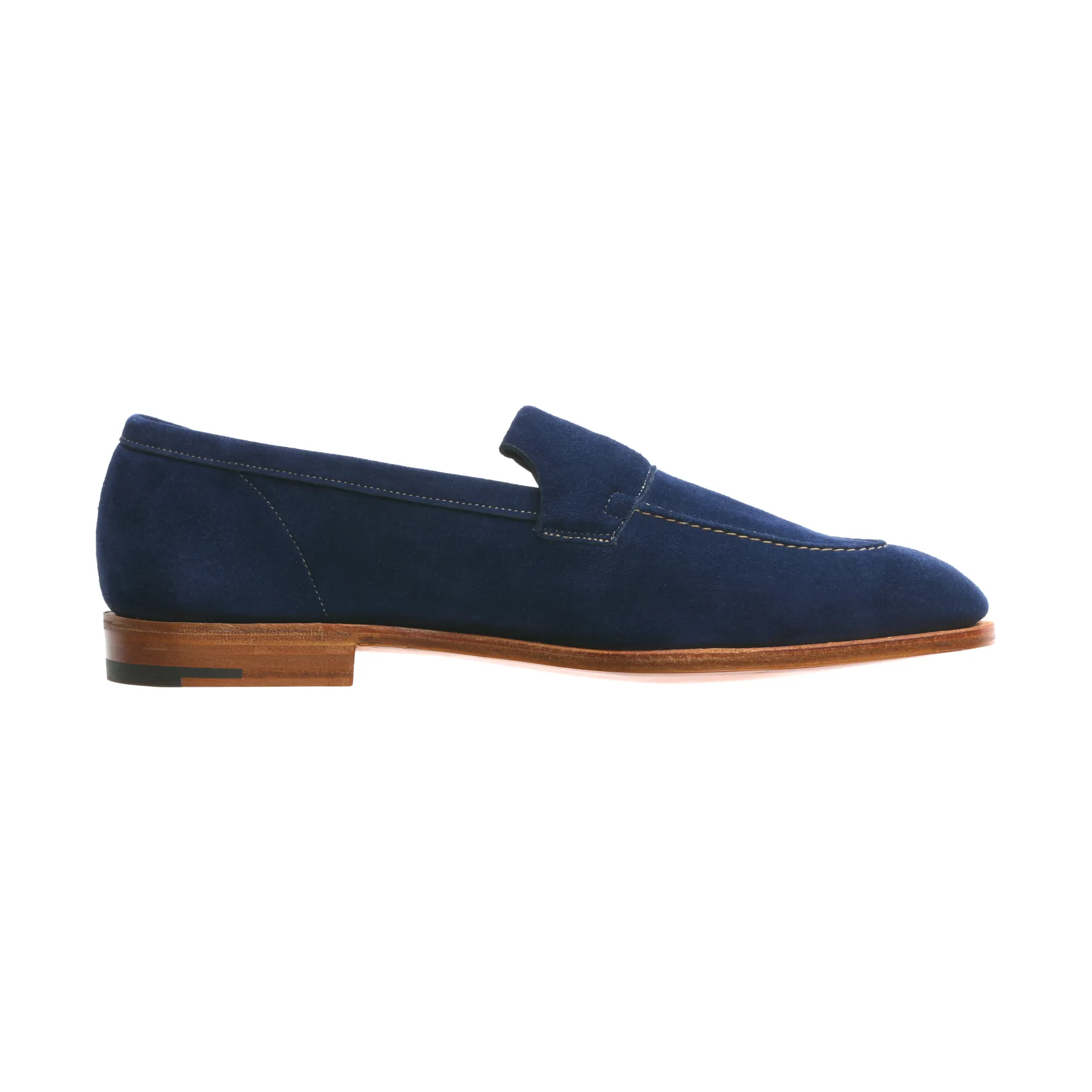"Aley" Suede Loafer with Hand-Stitched Apron in Royal Blue