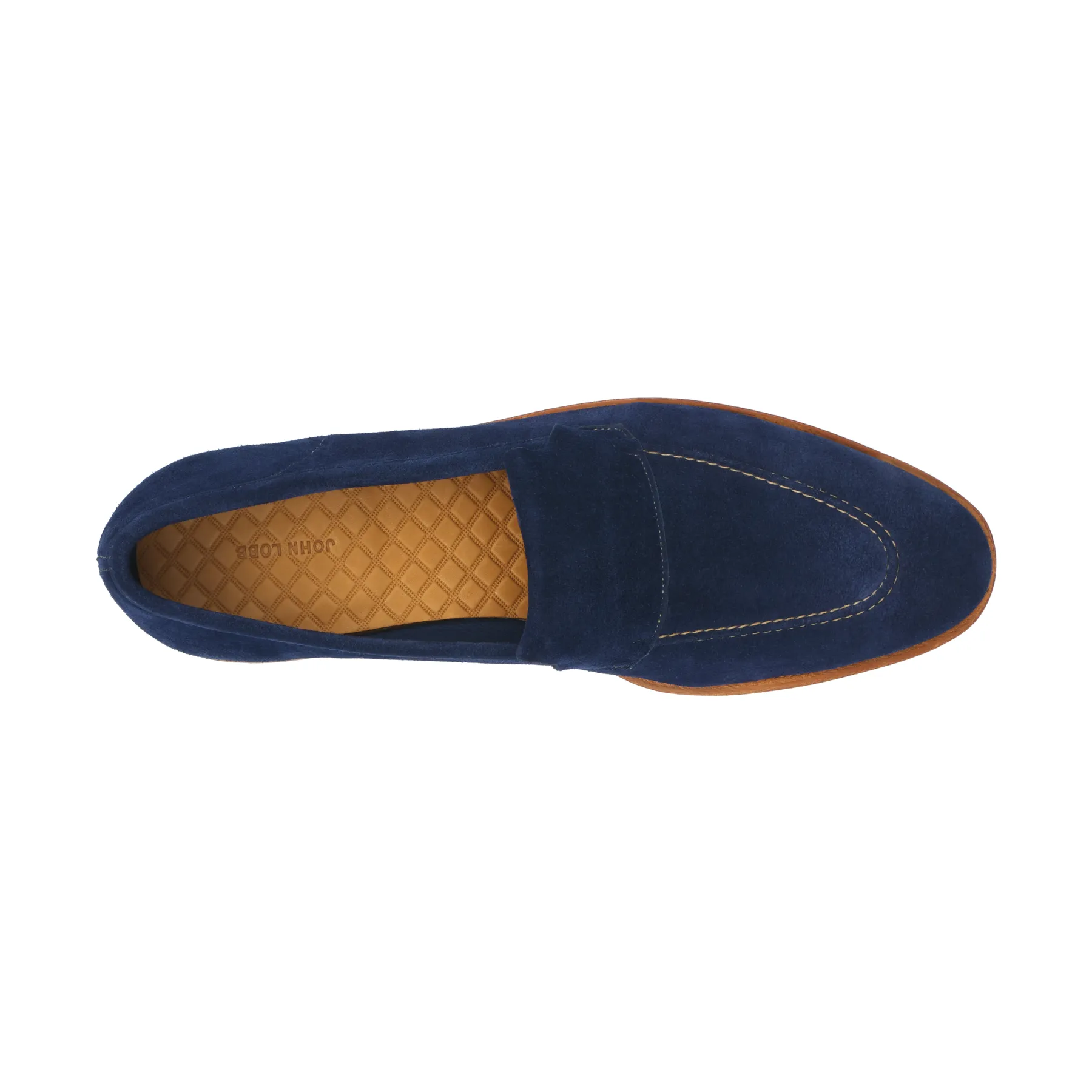 "Aley" Suede Loafer with Hand-Stitched Apron in Royal Blue
