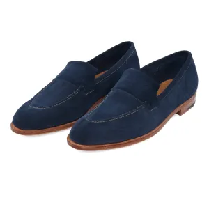 "Aley" Suede Loafer with Hand-Stitched Apron in Royal Blue