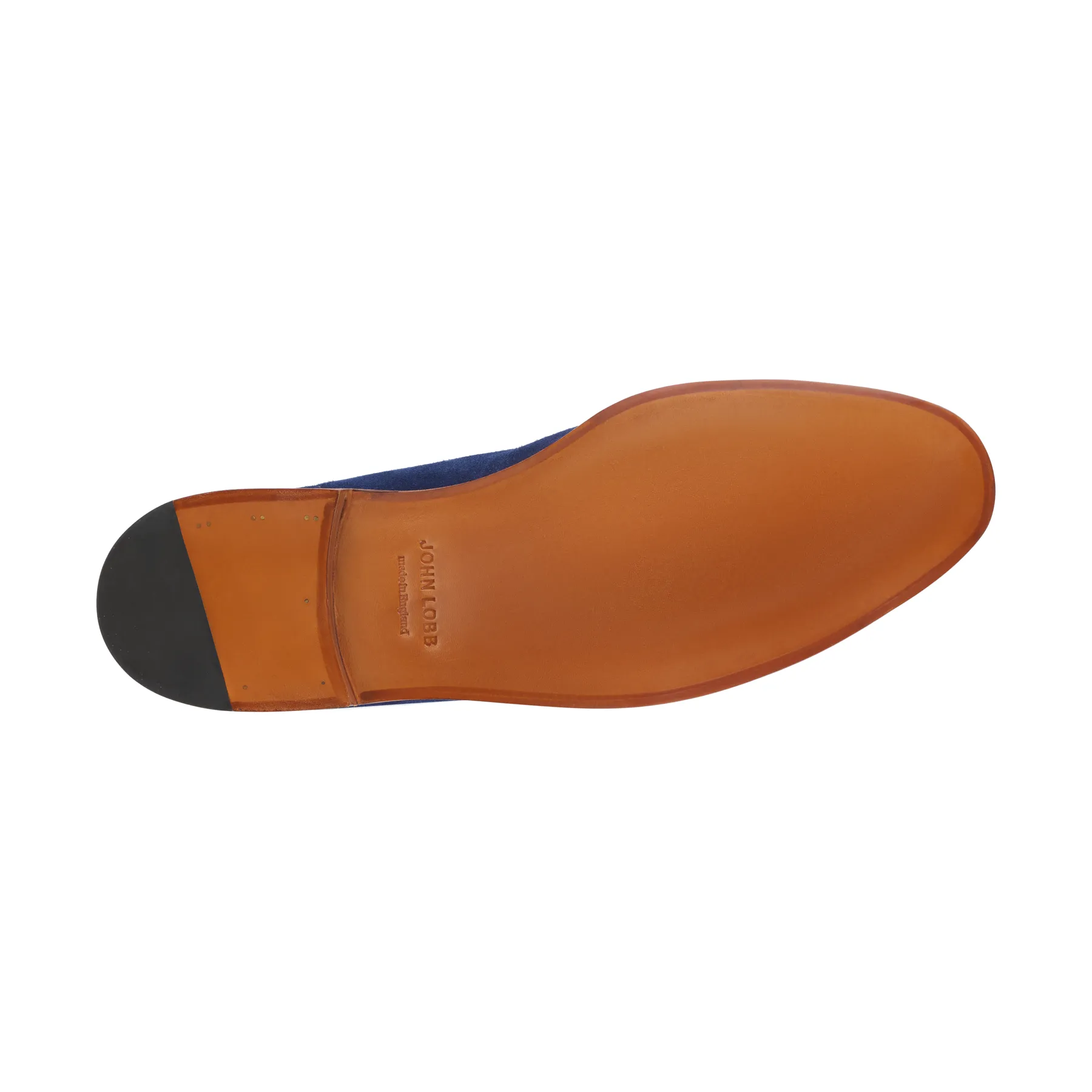 "Aley" Suede Loafer with Hand-Stitched Apron in Royal Blue
