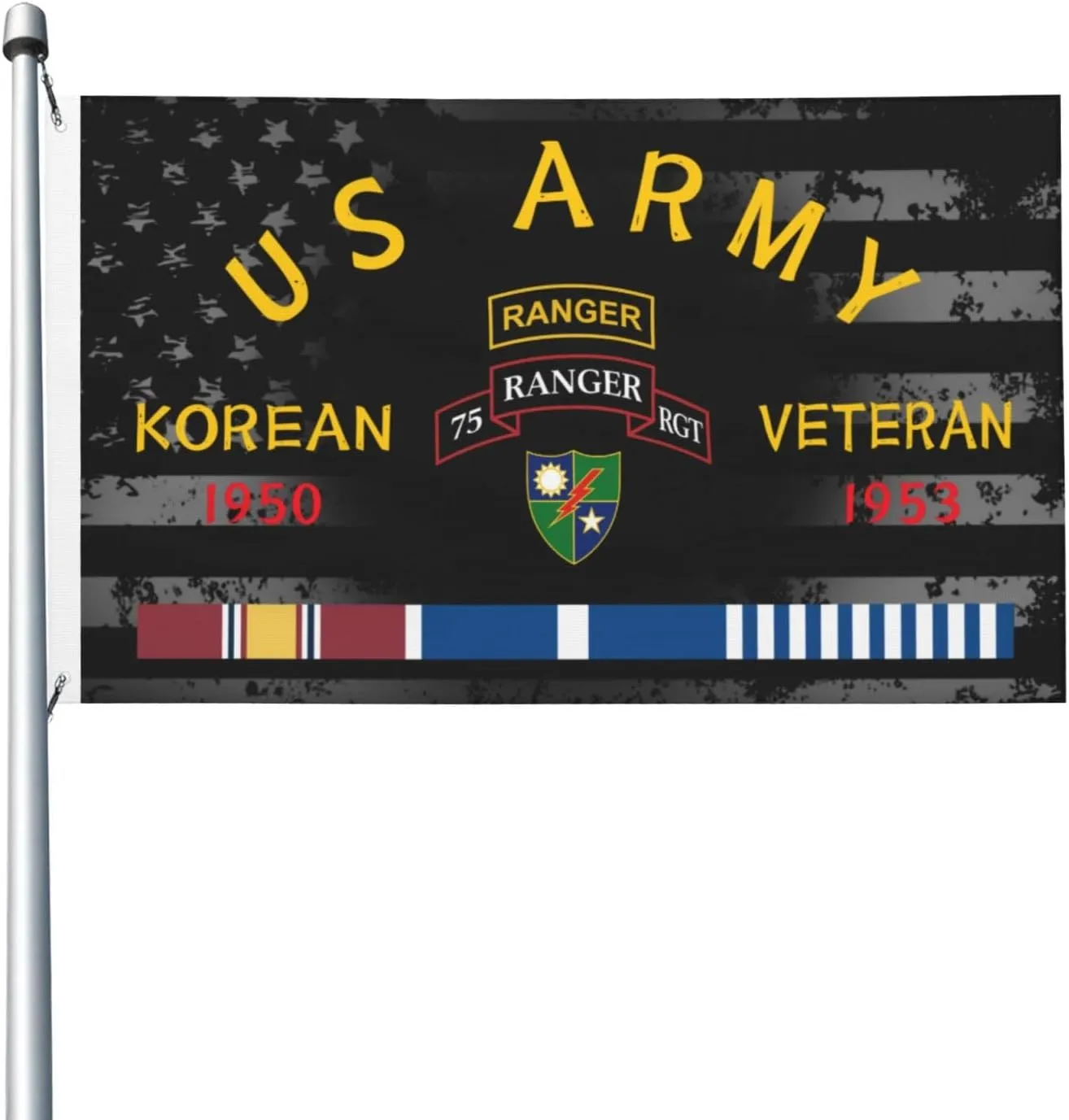 Rangers Korean War Veteran 3x5 FT Flag - Vivid Printing, Indoor Outdoor Banner with Brass Grommets